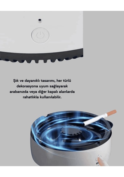 Hava Temizleyici Küllük, Sigara Dumanı Koku Giderici 2 Katmanlı Filtreli