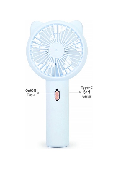 3 Modlu Şarjlı El Fanı 3 Kademe Seyahat Masaüstü Vantilatör Taşınabilir Mini Fan Mavi F136