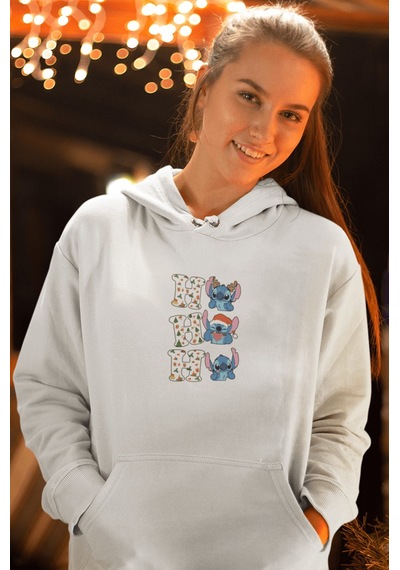 Stitch Yılbaşı Hohoho Kapşonlu Sweatshirt 001