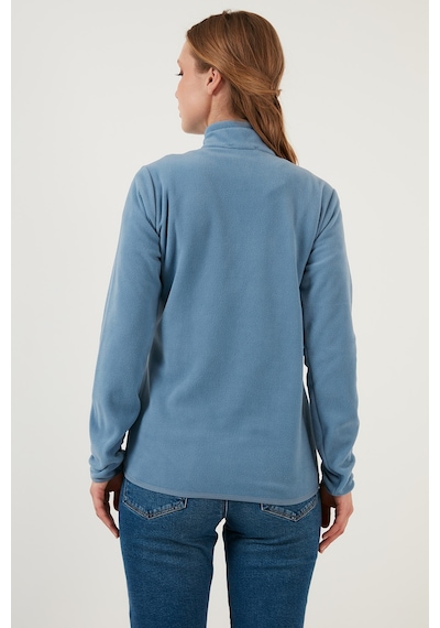 Lela Slim Fit Yumuşak Dokulu Anti-Pilling Tüylenme Yapmayan Yarım Fermuarlı Bayan Polar 5907000 Açık Mavi