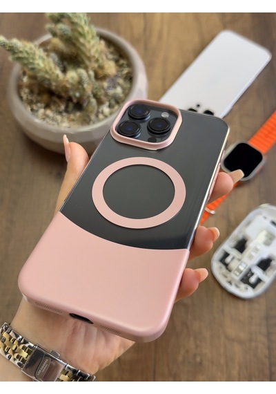 Apple iPhone 16 Pro Max Magsafe Uyumlu Mika Sararmaz Kılıf Soocase720 Pembe
