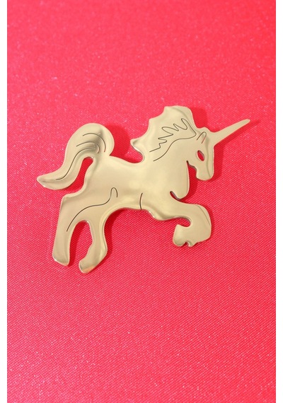 Çelik Efsanevi Saf Ve Masum Ölümsüzlük Atı Tek Boynuz Unicorn Broş. Yaka İğnesi Unicorn Broş. Unisex Gold