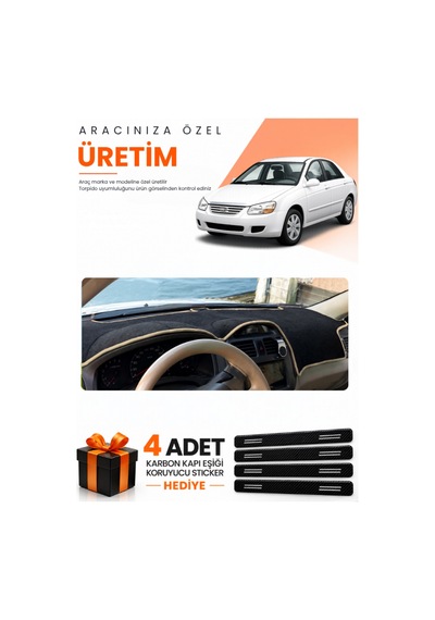 Kia Cerato 2004-2008 Uyumlu Torpido Koruma Örtüsü Oto Kılıfı - Siyah Bej