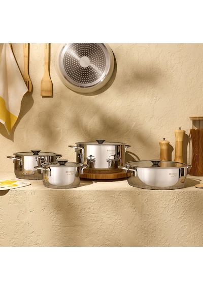 Kitchen Pure Steel Xl 8 Parça Çelik Tencere Seti Çok Renkli