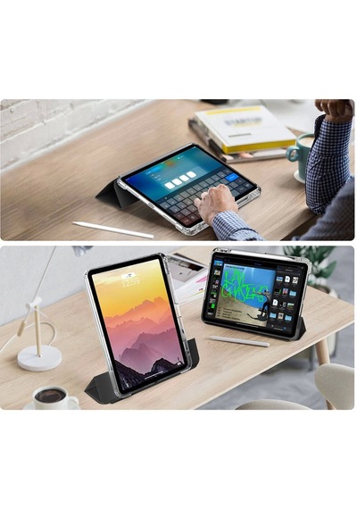 Apple Uyumlu iPad, Air 11 2024 Kılıf Magnetik Ayrılabilen Kalem Bölmeli Airbagli Redclick Tablet Kılıfı