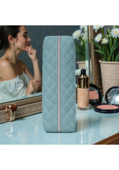Makyaj Malzeme Çantası, Kapitone Mini Vanity Çanta Zarif Kompakt Form 20 8 8 Cm 1 Ad Turkuaz