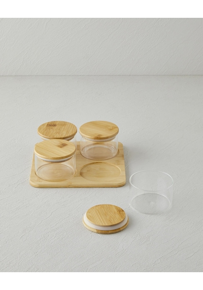 English Home Sunwake Cam-bambu 4'lü Kahvaltılık 18x18 Cm Şeffaf
