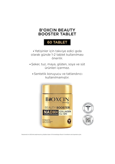 Beauty Booster 60 Tablet - Kolajen Nicotinamide CoQ10 Glutatyon  Astaksantin Resveratrol Hya Asit.