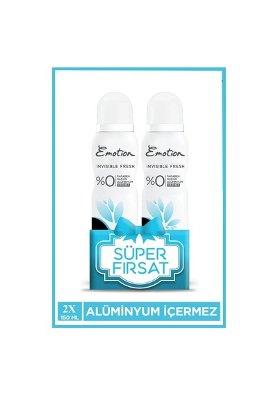 2 Adet Emotion Invisible Fresh Black & White Kadın Deodorant 150ml Vegan, Leke Bırakmaz Diğer