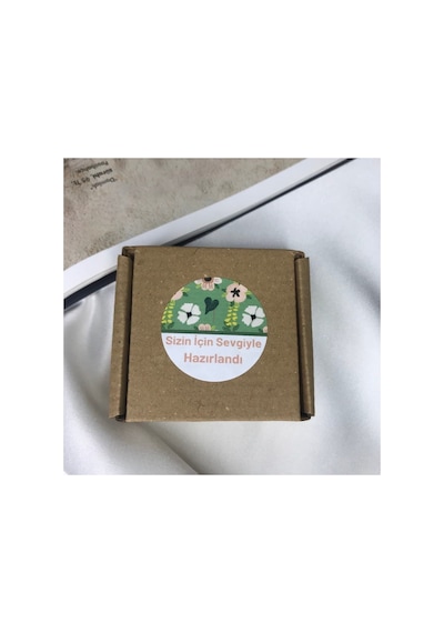 Sizin Için Sevgiyle Hazırlandı Sticker Çiçekli Yeşil Mat Etiket 4 Cm - 40 Adet Çok Renkli
