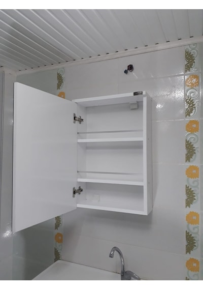 Tek Kapaklı Lavabo Üstü Banyo-Wc Dolabı (Günlük Kargo) Beyaz