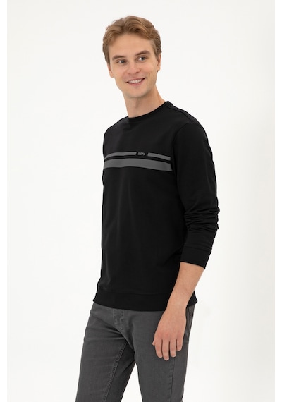 U.S. Polo Assn. Erkek Regular Fit Bisiklet Yaka Siyah İnce Sweatshirt 50313801-VR046