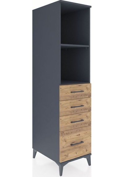 Kronos Dolap 2 Raflı 4 Çekmeceli 44x59x182 Antrasit-çam Antrasit