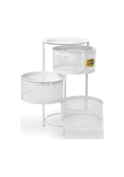 River World Tekerleksiz Rengi Beyaz Açılabilen 3 Katlı Çok Amaçlı Metal Raf Mutfak, Balkon, Kiler Çok Renkli