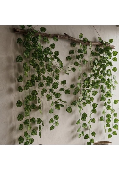 Dekonivia Yapay Yaprak Sarmaşık Doğal Görünümlü Zincir Karpuz Desenli 2 Adet Dal 2 X 240 Cm 480 Cm , İç/dı Diğer