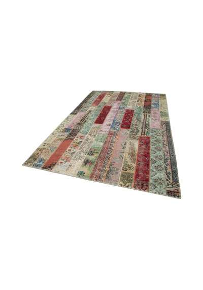 Bespoky Patchwork Modern Kırmızı Salon Halısı El Dokuma