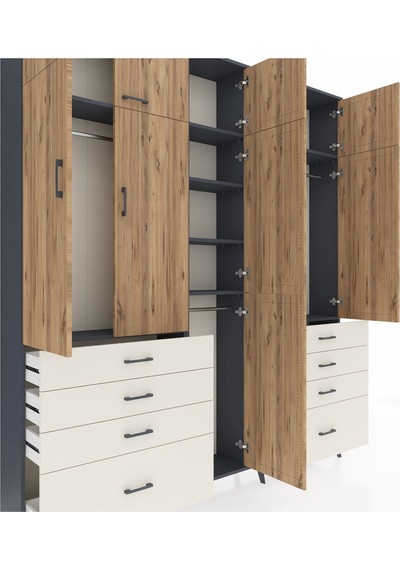 Arges Dolap 8 Raflı 8 Çekmeceli 3 Askılı 220x30x243 Antrasit-çam/aytaşı Atlas Çam/aytası Arges Dolap 8 Raflı 8 Çekmeceli 3 Askılı 220x30x243 Antrasit-çam/aytaşı Atlas Çam/aytası