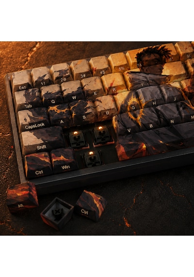 Valorant Phoenix Temalı 68 Tuşlu Pbt Boya Süblimasyonlu Yan Baskılı Cherry Profil Mekanik Klavye Keycaps Seti