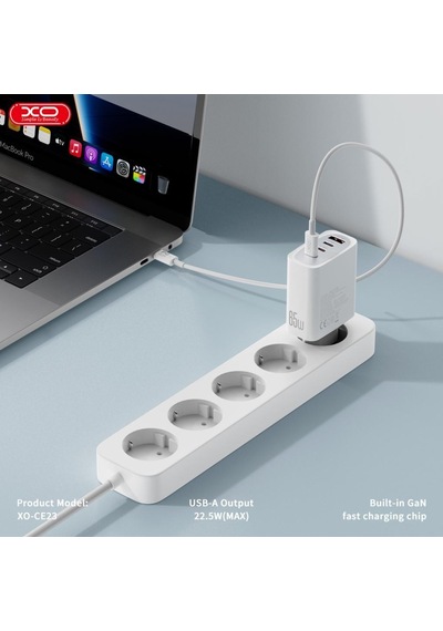 Ce23 Eu 65w Gan 4 Portlu Çoklu Hızlı Şarj Adaptörü Ve Pd Laptop Şarj Başlığı 3x Type-c + 1x Usb-a