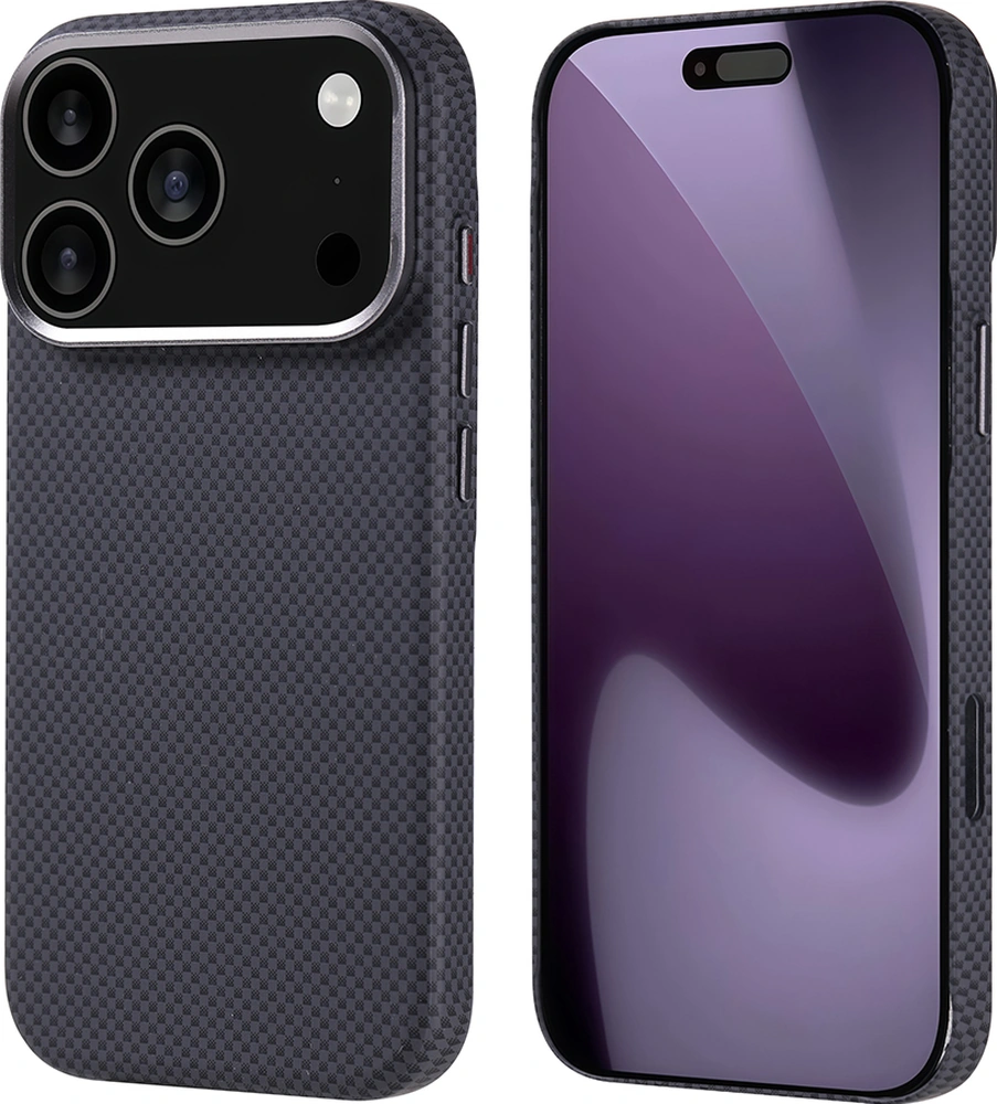 Apple Uyumlu iPhone 17 Pro Kılıf Kablosuz Şarj Özellikli Karbon Fiber Görünümlü Nekst Kapak Siyah