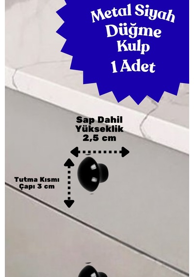 Klc Metal Yuvarlak Siyah Düğme Kulp Çocuk Odası, Mutfak Ve Dolap İçin Modern Çekmece Kulbu Kulpları Siyah Siyah