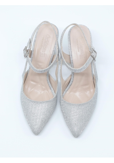 Nesilshoes Nesil Shoes Özma 362 Gümüş Simli Topuklu Kadın Ayakkabı GÜMÜŞ