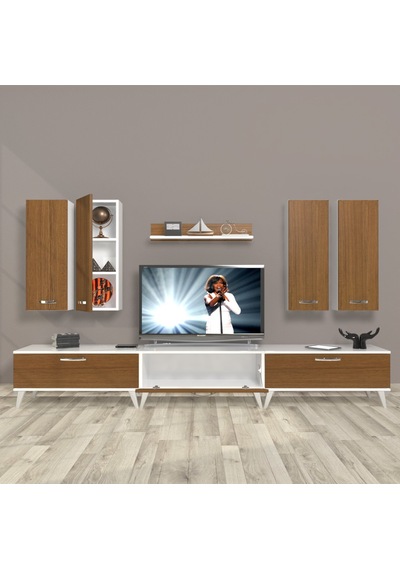 Decoraktiv Eko 8d Slm Retro Tv Ünitesi Tv Sehpası Beyaz - Ceviz