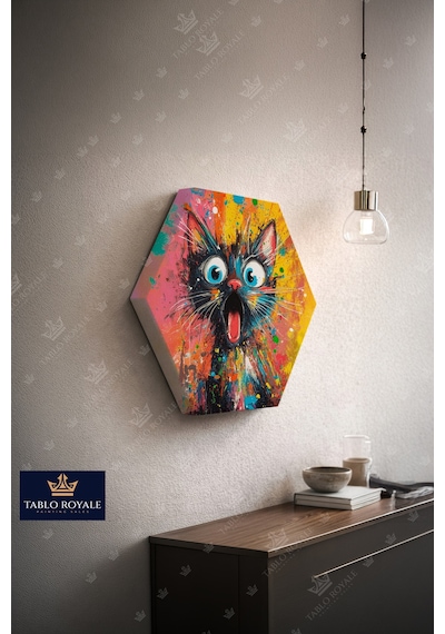 Şaşkın Kedi Kanvas Tablo-salon Tablo