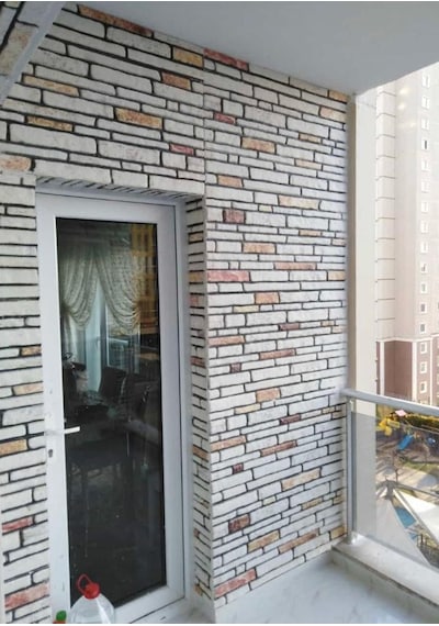 5 Adet X Kesme Taş Desenli 3D Strafor Köpük Duvar Kaplama Paneli (446785894)