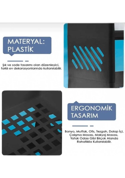 İki Katlı Ayrılabilir Plastik Masa Organizeri Plastik Siyah Tr Diğer
