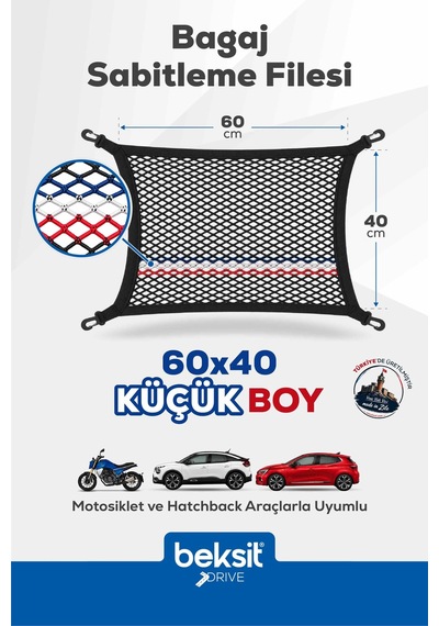 Drıve- Renault, Peugeot, Citroen Model Özel Renkli Tasarım Bagaj Sabitleme Filesi 40x60 Cm Fransa