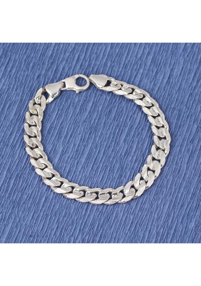 925 Ayar Gümüş 0,9 x 12 mm Zincir Bileklik, Desenli