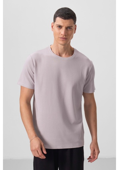 Tommy Life Taş Yüzeyi Dokulu Rahat Form Basic Erkek T-shirt - 88436 Taş