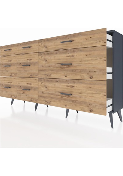 Arges Konsol 9 Çekmeceli 176x30x99 Antrasit-antrasit/çam Antrasıt/atlas Çam - Antrasıt Arges Konsol 9 Çekmeceli 176x30x99 Antrasit-antrasit/çam Antrasıt/atlas Çam - Antrasıt