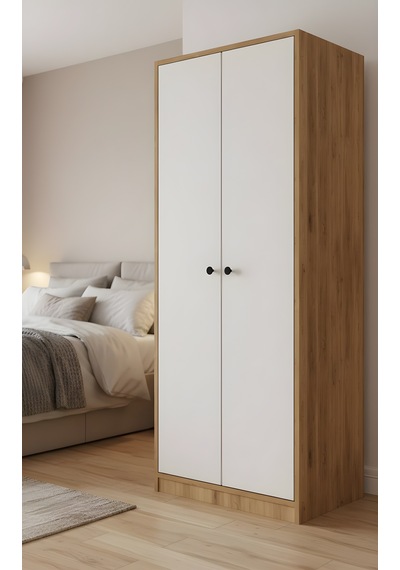 Moderno 2 Kapaklı 5 Raflı Askılıklı Gardırop - Safir Meşe Modüler Elbise Dolabı Safir Meşe Moderno 2 Kapaklı 5 Raflı Askılıklı Gardırop - Safir Meşe Modüler Elbise Dolabı Safir Meşe