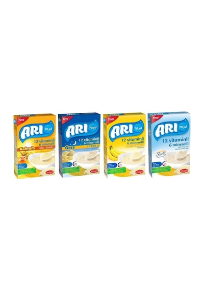 Arı 12 Vitaminli 6 Mineralli Sütlü + Sütlü Muzlu  + Ballı İrmikli Kahvaltı + 7 Tahıllı Gece Pirinç Unu 250 G