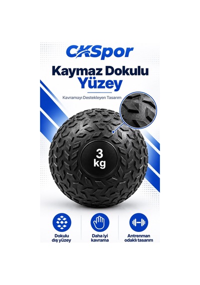 Ckspor 3 Kg Zıplamayan Sağlık Topu Slam Ball Crossfit Fitness Fonksiyonel Antrenman Ağırlık Topu