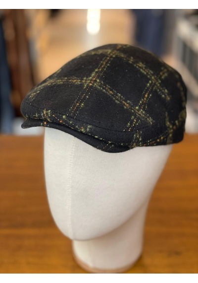 Hamze İngiliz London Model Kareli Kaşe Kumaş Kasket Şapka Siyah