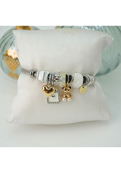 Biem Pandora Model Çelik Bileklik Beyaz2 Gold/gümüş