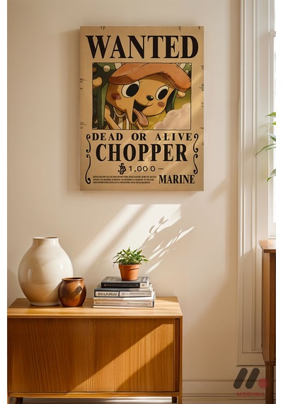 One Piece Chopper Wanted Poster, Çerçevesiz Yüksek Kalite Duvar Afişi - Anime Severlere Özel Hediye
