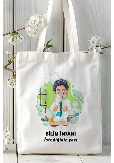Art Hediye Bilim İnsanı Baskılı Bez Omuz Çantası Kişiye Özel Model 13 Çok Renkli