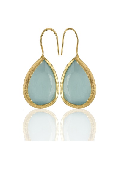 Kadir Jewellery 22 Ayar Altın Kaplama Damla Taşlı Küpe -el İşçiliği Ve Hipoalerjenik Küpe Açık Mavi 23953314