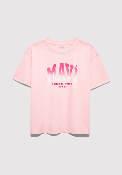 Mavi - Mavi Logo Baskılı Pembe Tişört 7610386-71007 Pembe