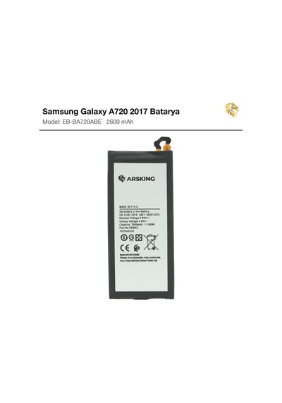 Samsung Galaxy A720 2017 Uyumlu Güçlendirilmiş Batarya Eb-ba720abe 2600 Mah Pil Telefon Bataryası