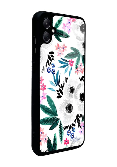 Samsung Uyumlu A05 Beyaz Çiçek Tasarımlı Glossy Telefon Kılıfı Çok Renkli