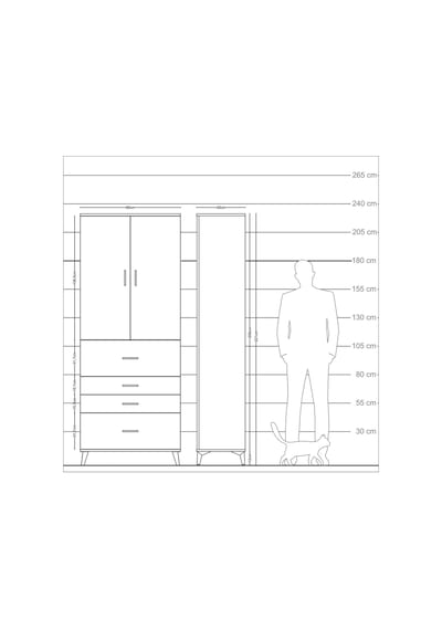 Arges Dolap 3 Raflı 4 Çekmeceli 2 Kapaklı 88x30x221 Çam-çam Çam