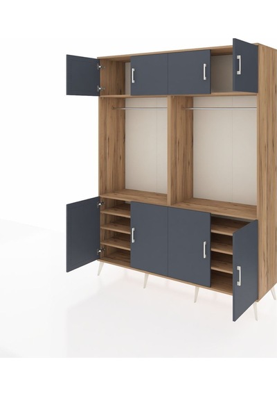 Hyperion Gardrop 10 Raflı 8 Kapaklı 2 Askılı 176x44x221 Çam-antrasit/çam Antrasit/çam Hyperion Gardrop 10 Raflı 8 Kapaklı 2 Askılı 176x44x221 Çam-antrasit/çam Antrasit/çam