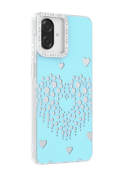 Maks Technology Samsung Uyumlu Galaxy A07 Kılıf Damla Taşlı Mkst Rivas Sert Pc Kapak - Mavi