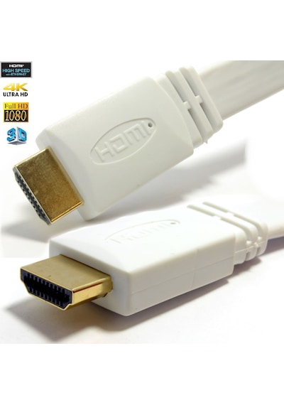 Birbucuk Metre Hdmi Kablosu Beyaz Flat