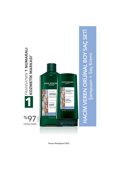 Yves Rocher Hacim Veren Orjinal Boy Saç Seti- Şampuan 300 Ml & Saç Kremi 200 Ml